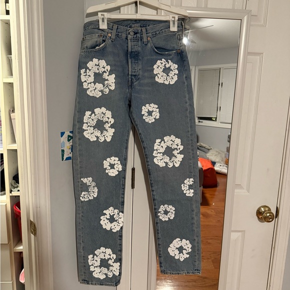 Denim Tears X Levi’s 501 Cotton Wreath Straight Leg Jeans - Picture 1 of 6